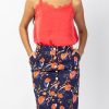 Femme Coton Du Monde | Jupe Midi Fluide Tracy Imprime Fleuri Hanami