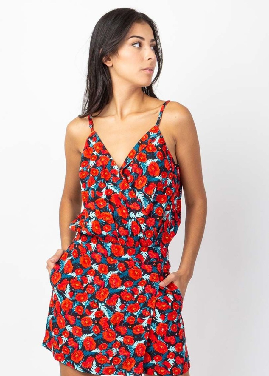 Femme Coton Du Monde | Combi-Short Jupe Fluide Naomy Imprime Floral Poppies