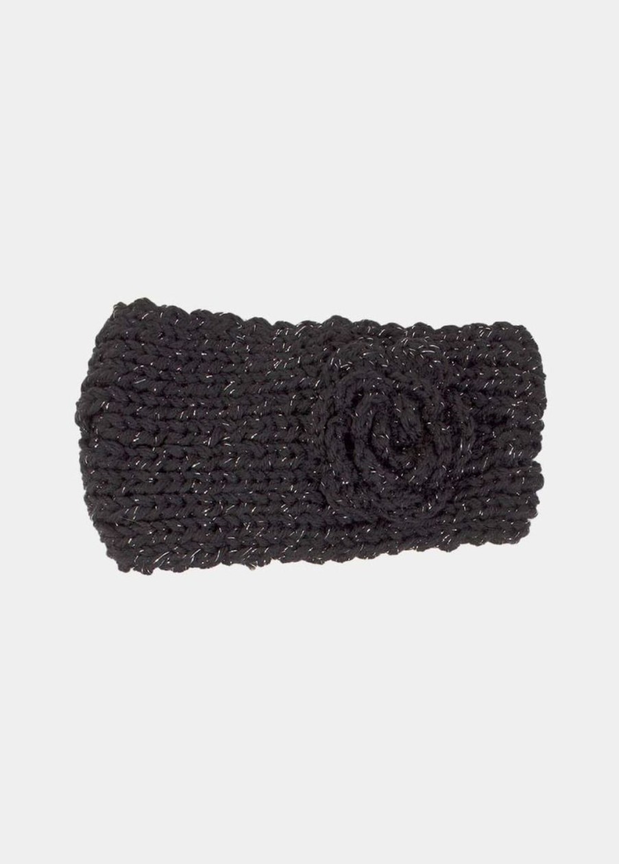 Accessoires Coton Du Monde | Bandeau Fleur Paillette Noir