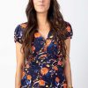 Femme Coton Du Monde | Robe Longue Fluide Marbella Imprime Fleuri Marine Hanami