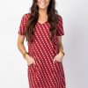 Femme Coton Du Monde | Robe Manches Courtes En Coton Claudia Motifs Ethniques Bordeaux Medina