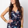 Femme Coton Du Monde | Robe Longue Fendue Chic Melinda Cache-Coeur Imprime Floral Bleu Pollen