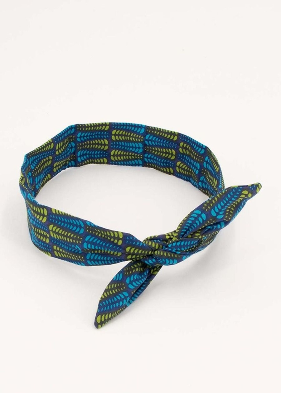 Accessoires Coton Du Monde | Bandeau Africain Twist 11 Bleu