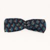 Accessoires Coton Du Monde | Bandeau Africain Noeud Headband Motif Bleu Dore 49 Bleu