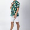 Homme Coton Du Monde | Chemise Homme Manches Courtes Lorenzo Imprime Tropical Vert Palme Vert