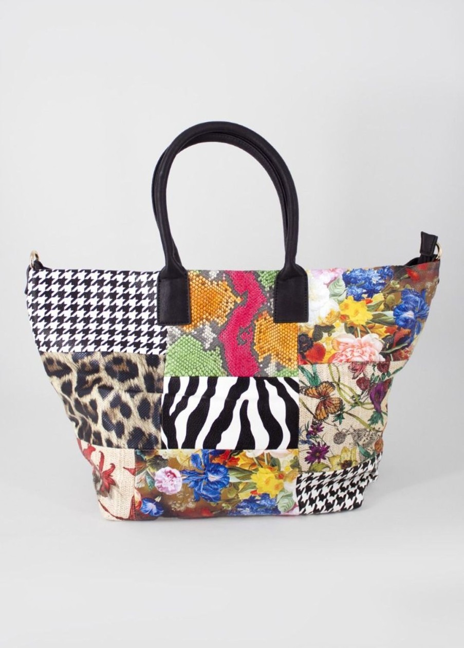 Accessoires Coton Du Monde | Sac A Main Bourse Eterna Patchwork Noir