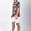 Homme Coton Du Monde | Chemise Homme Manches Courtes Lorenzo Imprime Tropical Noir