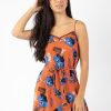 Femme Coton Du Monde | Robe Courte Legere A Fines Bretelles Alma Imprime Tropical Hibiscus