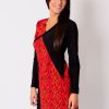 Femme Coton Du Monde | Robe Courte En Coton Abaya Imprime Graphique Rouge