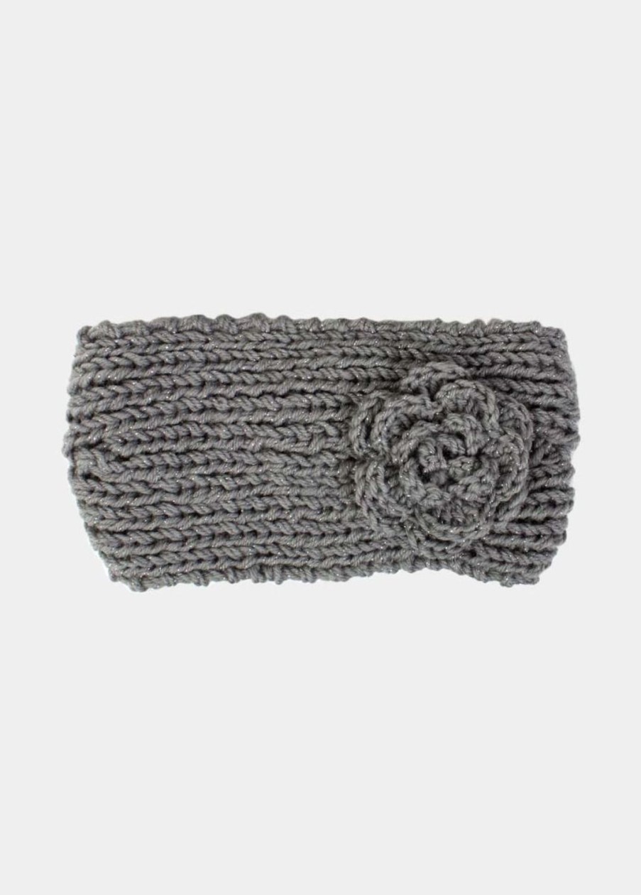 Accessoires Coton Du Monde | Bandeau Fleur Paillette Gris