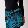 Femme Coton Du Monde | Jupe Courte Taille Ajustable Tassili Ethnique Turquoise 04 Turquoise