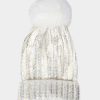 Accessoires Coton Du Monde | Bonnet Pompon Shine Blanc Metallise