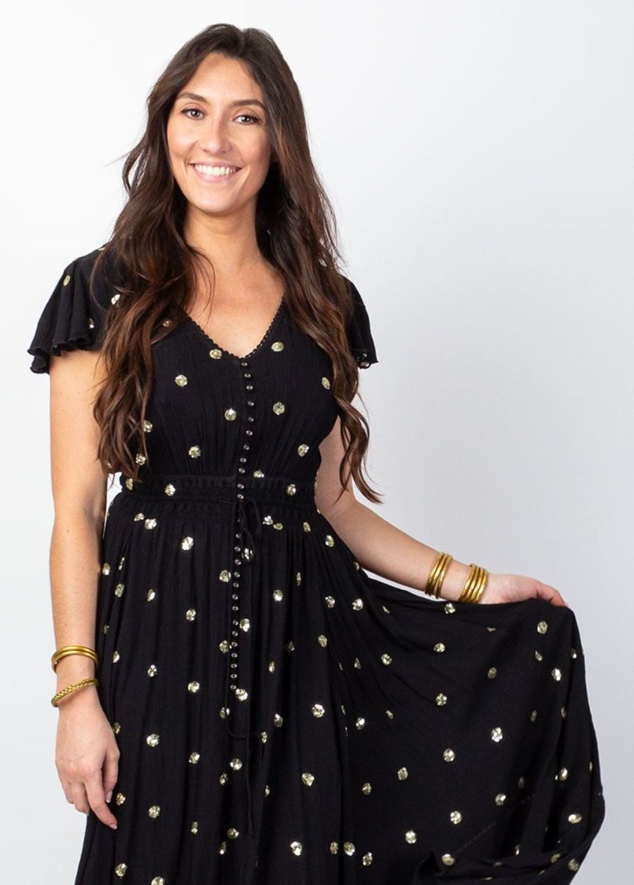 Femme Coton Du Monde | Robe Longue Boheme Chic Sumatra E Noir