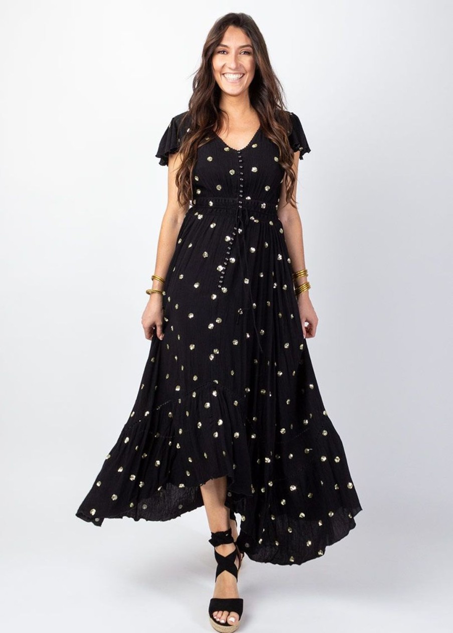 Femme Coton Du Monde | Robe Longue Boheme Chic Sumatra E Noir