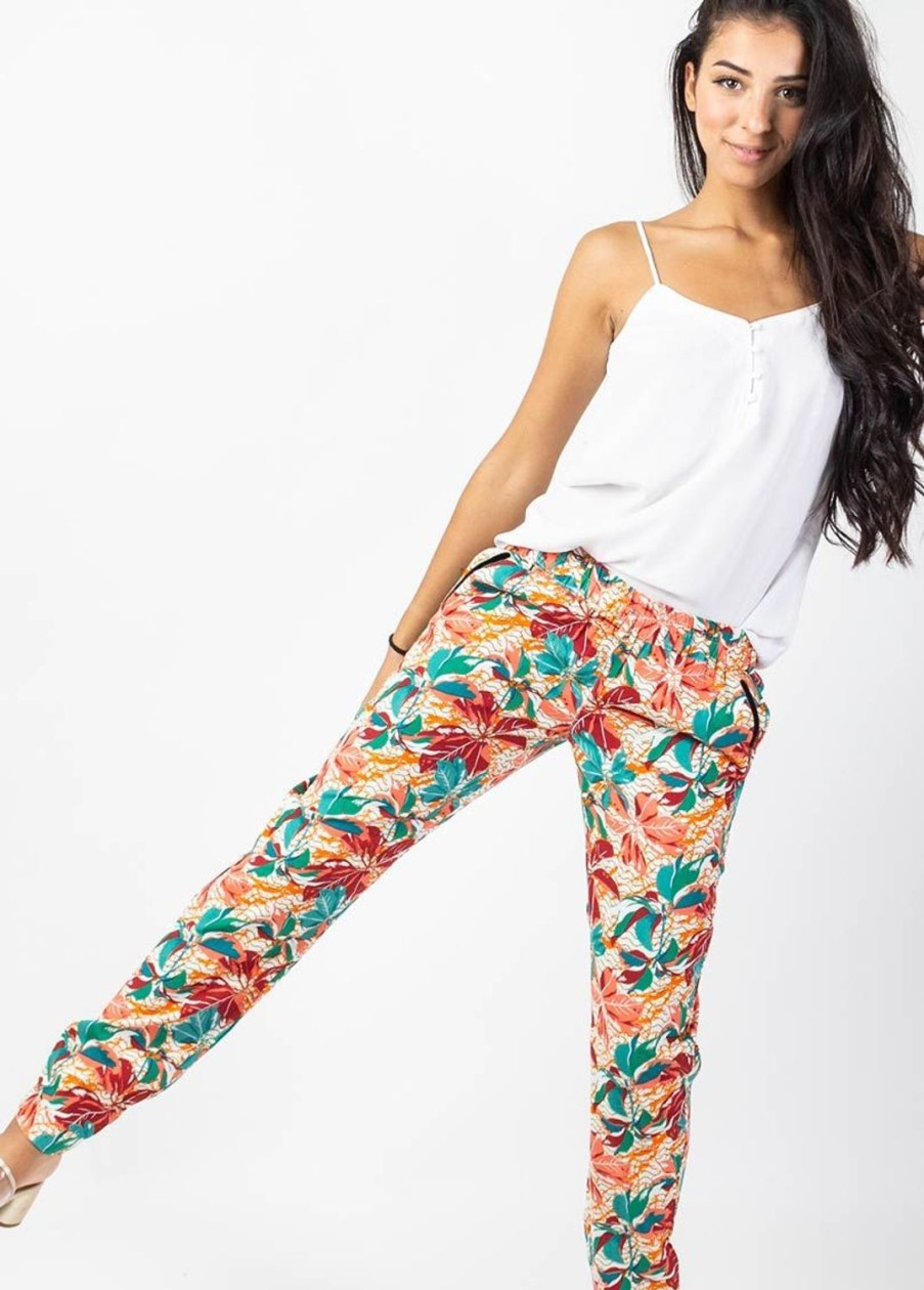 Femme Coton Du Monde | Pantalon Casual Zachary Imprime Colore Congo