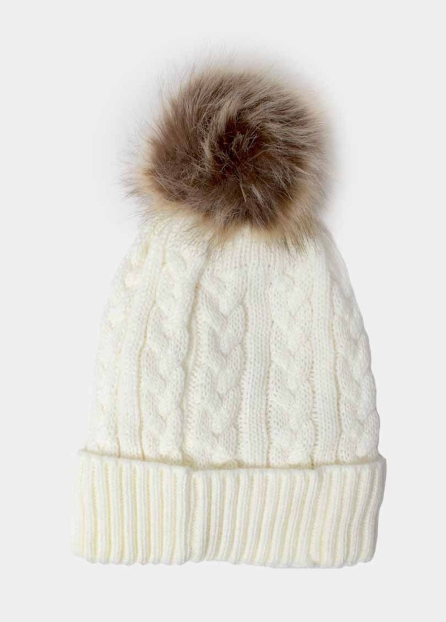 Accessoires Coton Du Monde | Bonnet Pompon Blanc