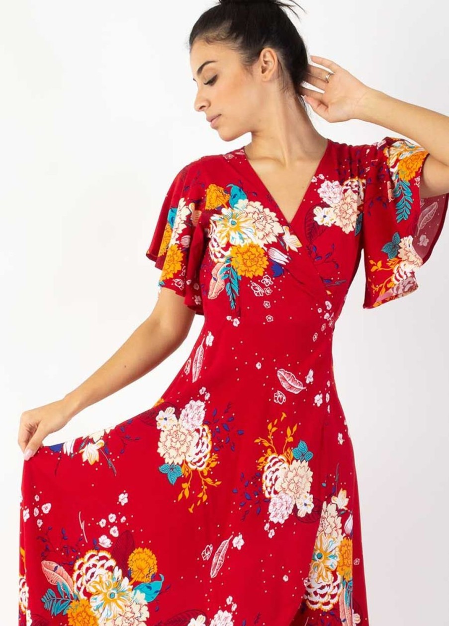 Femme Coton Du Monde | Robe Longue Sakura Boheme Imprime Fleuri Volupte