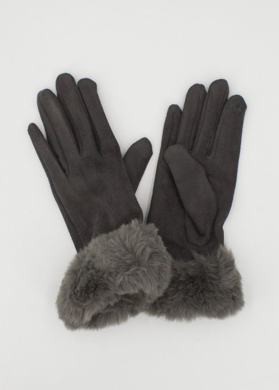 Accessoires Coton Du Monde | Gants Fourrure Anthracite