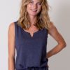 Femme Coton Du Monde | Robe Longue En Coton Sans Manches Nadine Gris Bleu Anthracite