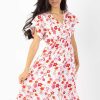 Femme Coton Du Monde | Robe Longue A Volants Kendra Imprime Fleurs De Cerisier Blanc Cherry Blanc