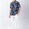 Homme Coton Du Monde | Chemise Homme Manches Courtes Lorenzo Imprime Fleuri Noir Hawai Noir