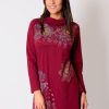 Femme Coton Du Monde | Robe En Coton Ethnique Nakura Bordeaux