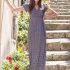 Femme Coton Du Monde | Robe Longue Fluide Marbella Imprime Ethnique 32 Marine