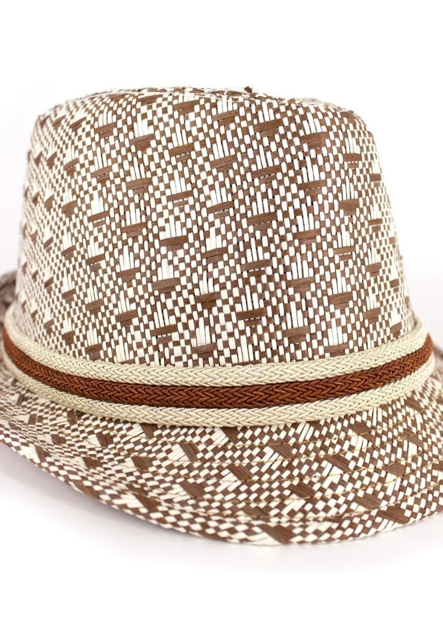 Accessoires Coton Du Monde | Borsalino Marron Motifs Motif Marron