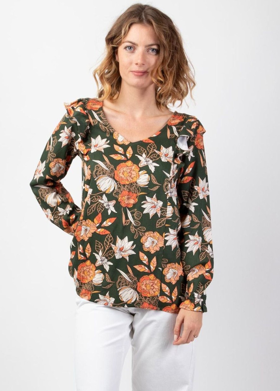 Femme Coton Du Monde | Top Manches Longues En Viscose Epais Danae Imprime Arty