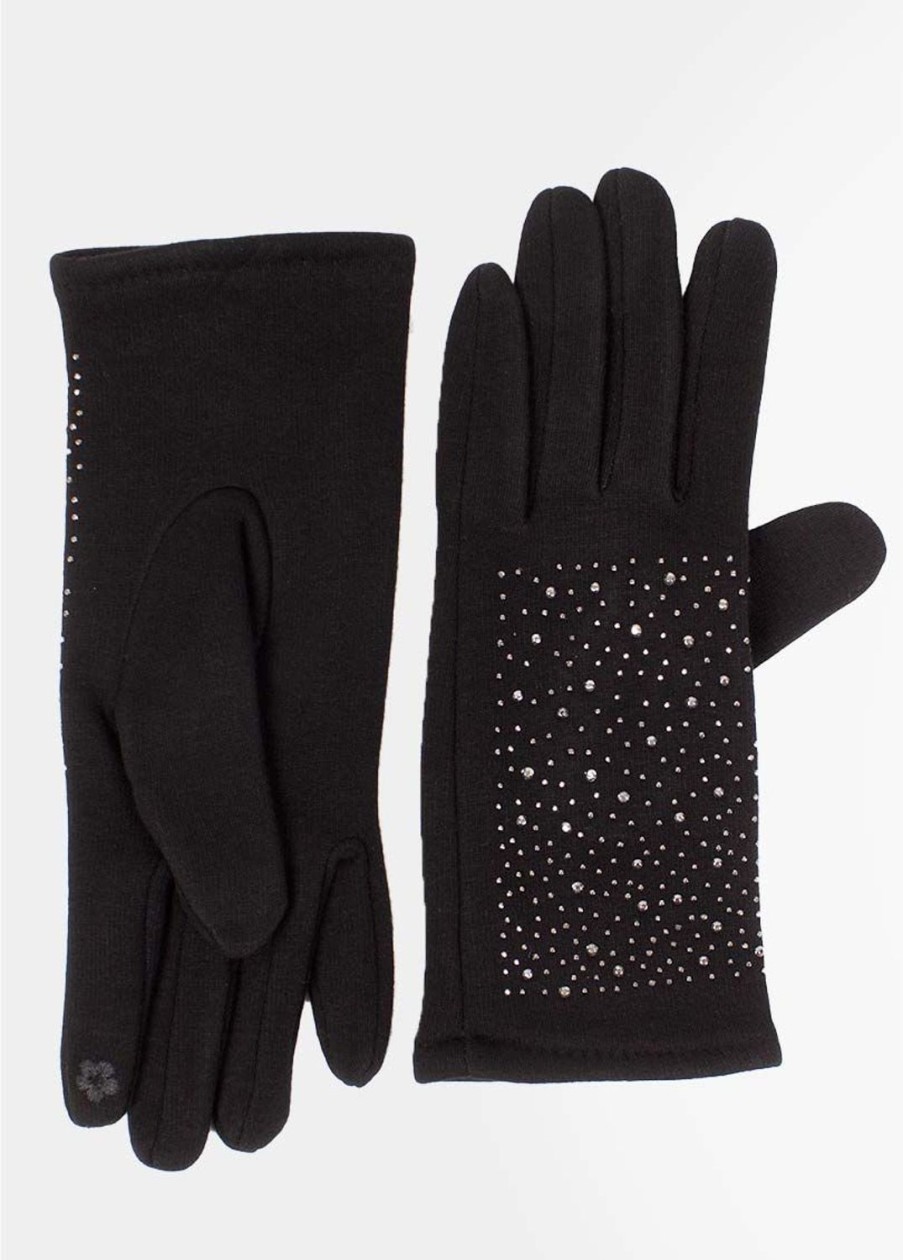 Accessoires Coton Du Monde | Gants Unis Strass Noir