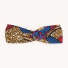 Accessoires Coton Du Monde | Bandeau Africain Noeud Headband Bleu Beige Bleu/Beige