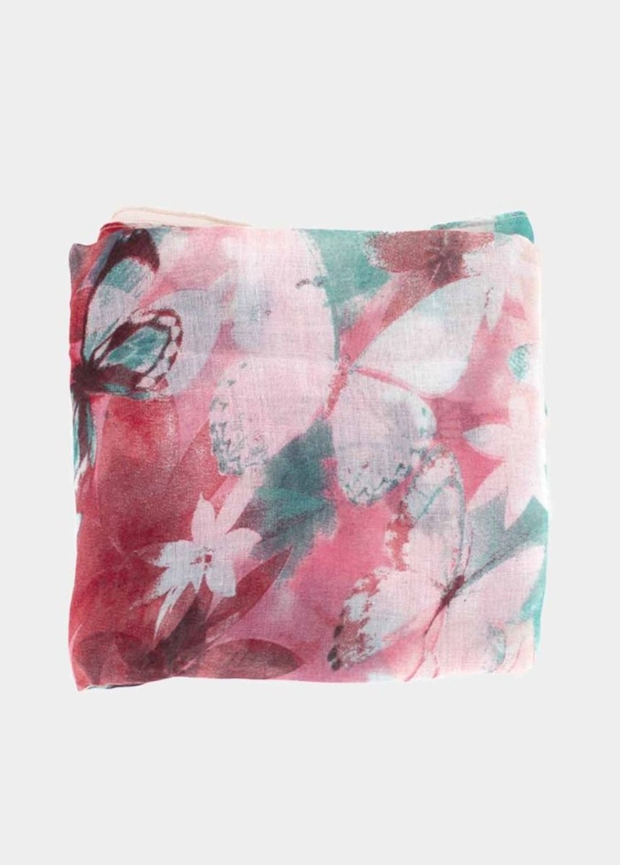 Accessoires Coton Du Monde | Foulard Papillons Papillons Rose