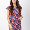 Femme Coton Du Monde | Robe Legere En Coton Manches Courtes Erika Imprime Floral Majorque