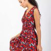 Femme Coton Du Monde | Robe Courte Larges Bretelles Livia Imprime Poppies