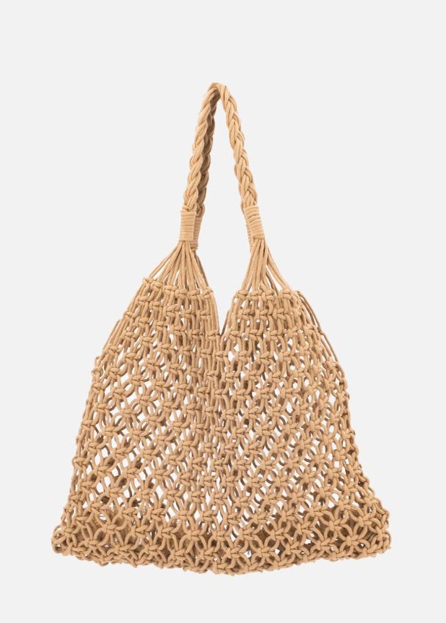 Accessoires Coton Du Monde | Sac Cabas Tresse Filet Beige