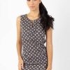 Femme Coton Du Monde | Robe Courte En Coton Marla Sans Manches Imprime Ethnique Noir Papyrus