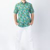 Homme Coton Du Monde | Chemise Homme Manches Courtes Lorenzo Imprime Ethnique Bleu Savane Bleu