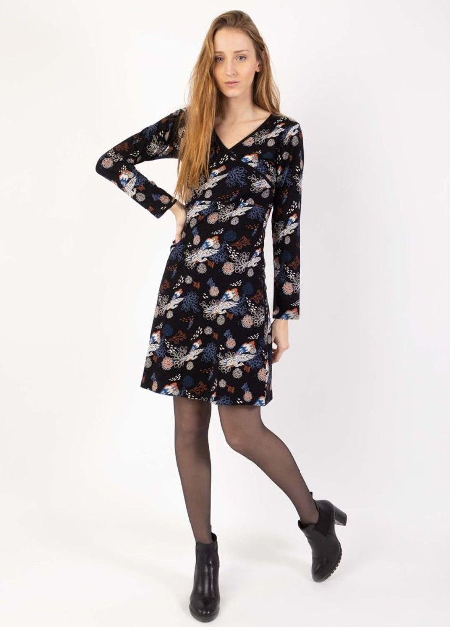 Femme Coton Du Monde | Robe Courte En Coton Arya Imprime Floral Narcisse Hiver