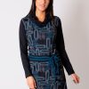 Femme Coton Du Monde | Robe Courte En Coton Kamba Imprime Graphique Bleu