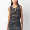 Femme Coton Du Monde | Robe Courte En Coton Marla Sans Manches Imprime Ethnique Noir Aztec