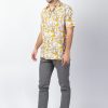 Homme Coton Du Monde | Chemise Homme Manches Courtes Lorenzo Imprime Jungle Jaune