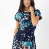 Femme Coton Du Monde | Robe Courte Ceinturee Miranda Imprime Japonisant Japan