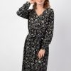 Femme Coton Du Monde | Robe Longue Hiver En Twill De Viscose Gaya Motif Ethnique Noir Orient