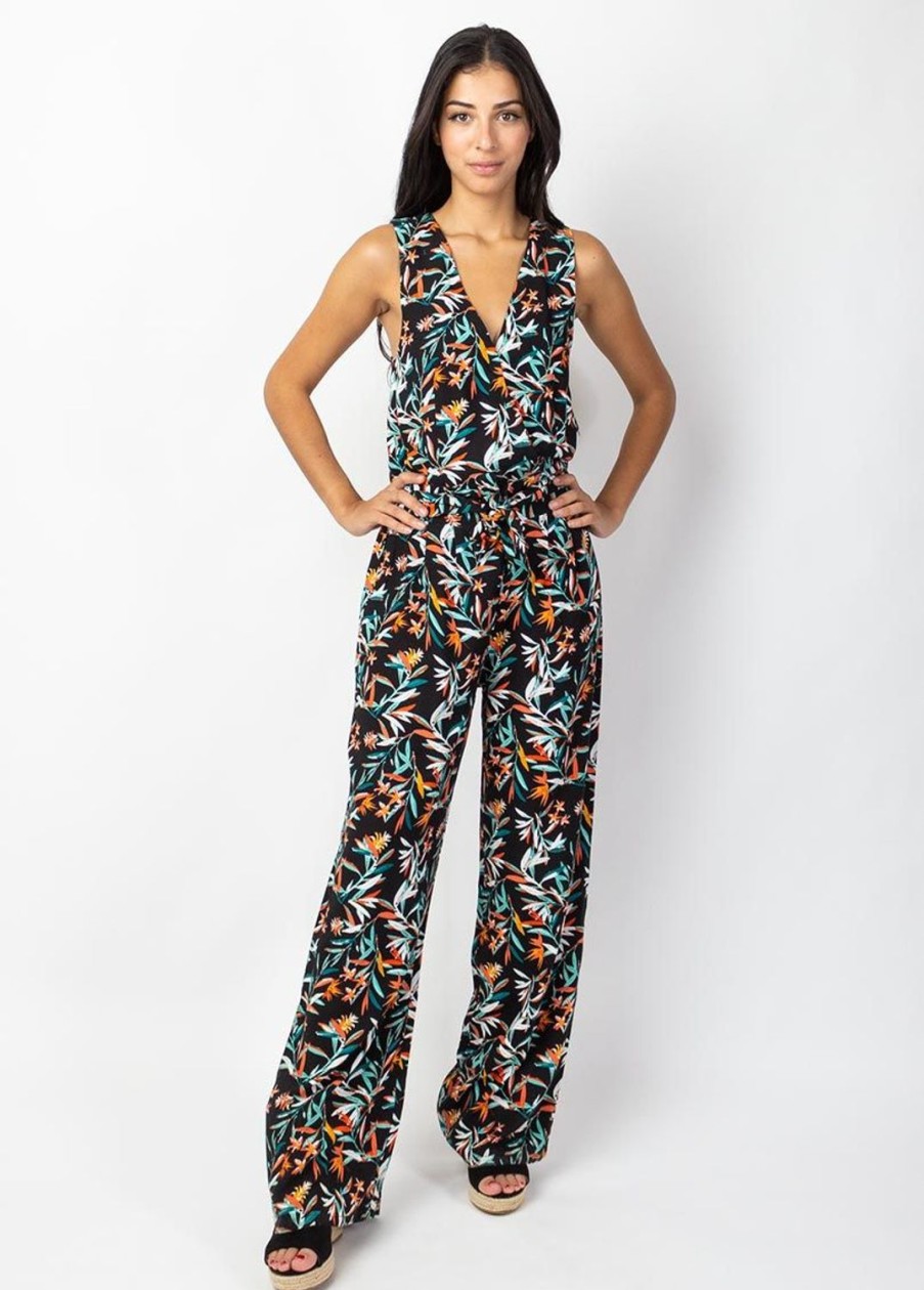 Femme Coton Du Monde | Combi Pantalon Fleuri Femme Mindy Motif Tropical Belize