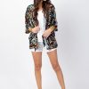 Femme Coton Du Monde | Veste Courte Esprit Kimono Ayako Motif Tropical Belize