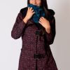 Femme Coton Du Monde | Manteau Double Polaire Olenio Fleuri Bordeaux