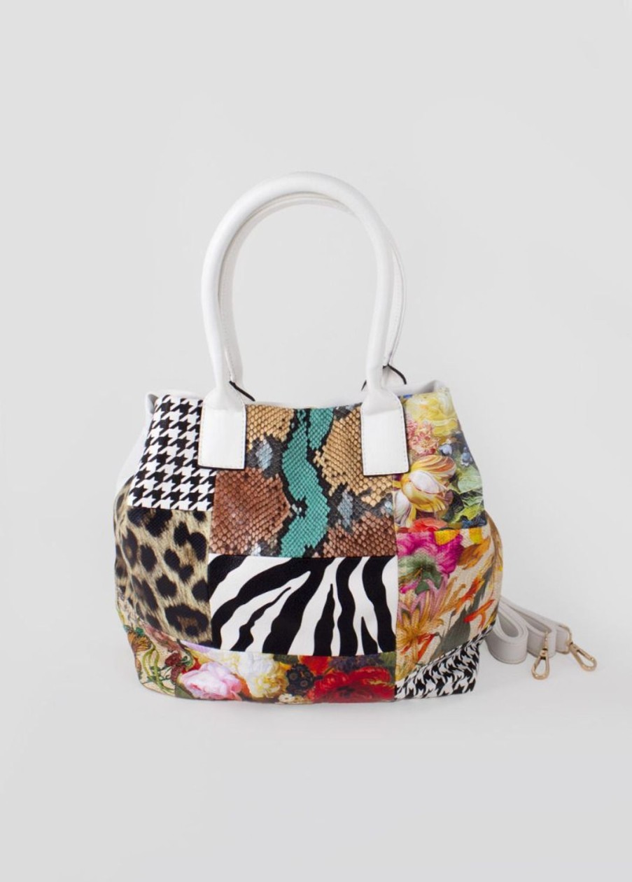 Accessoires Coton Du Monde | Sac A Main Bourse Eterna Patchwork Blanc