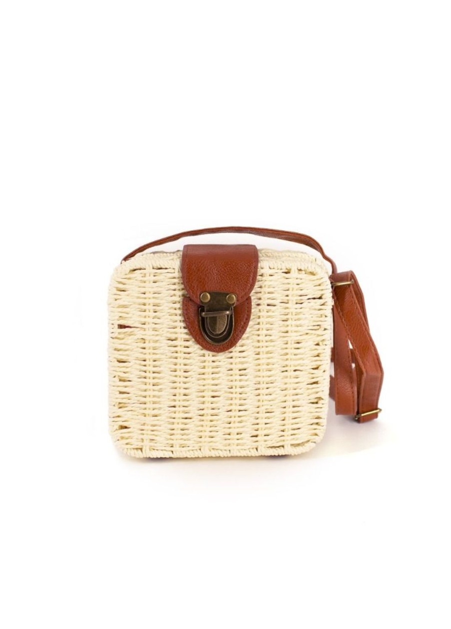 Accessoires Coton Du Monde | Sac En Bandouliere Tresse Loina Creme Blanc