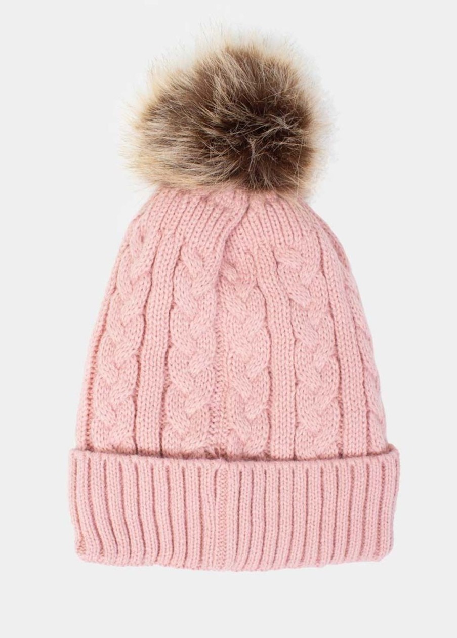 Accessoires Coton Du Monde | Bonnet Pompon Rose Poudre