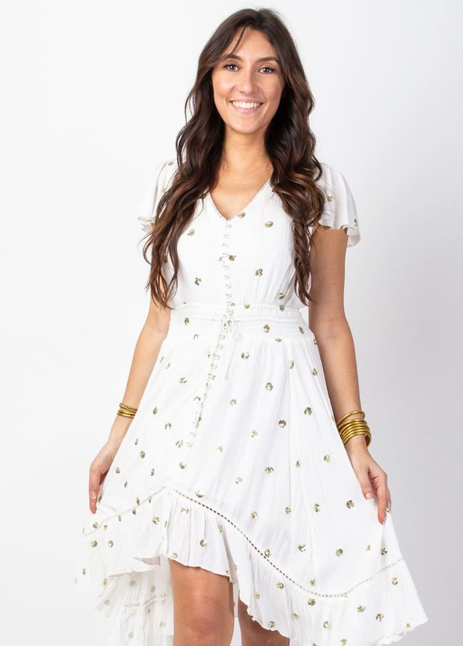 Femme Coton Du Monde | Robe Courte Ethnique Chic India He Blanc